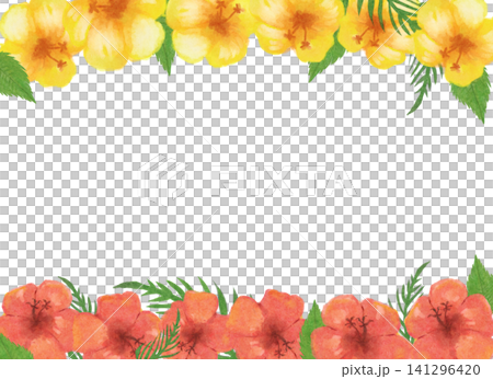 夏季畫框材質水彩畫 141296420