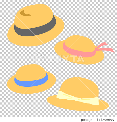 A simple illustration of four straw hats - family A simple illustration of four straw hats - family 141296695