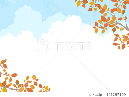 青空と紅葉のフレーム素材 141297199