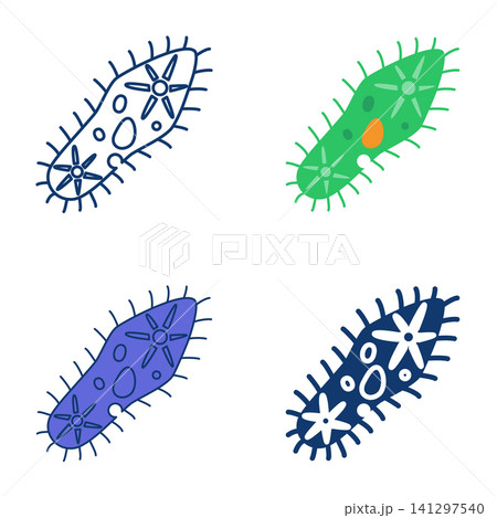 Paramecium anatomy icon set Paramecium anatomy icon set 141297540