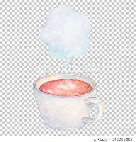 水彩で描いた温かいコーヒー 湯気 水彩で描いた温かいコーヒー 湯気 141298002
