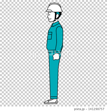 真横を向く作業員の男性（全身） 141298757