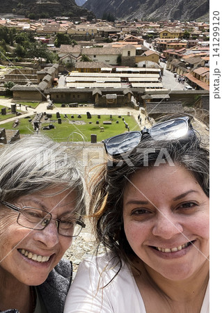 Selfie overlooking the town of Ollantaytambo from ruins. UGC Selfie overlooking the town of Ollantaytambo from ruins. UGC 141299120