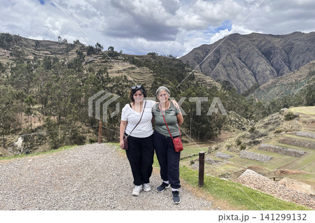 Women at Chinchero Inca agricultural terraces 141299132