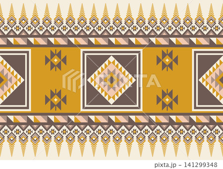 Southwestern Ornamental Stripe Pattern with Geometric Border Design in Mustard Yellow and Brown Southwestern Ornamental Stripe Pattern with Geometric Border Design in Mustard Yellow and Brown 141299348