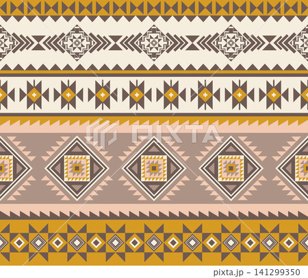 Decorative Southwestern Geometric Border Pattern with Diamond Ornaments for Textile and Fabric Design Decorative Southwestern Geometric Border Pattern with Diamond Ornaments for Textile and Fabric Design 141299350