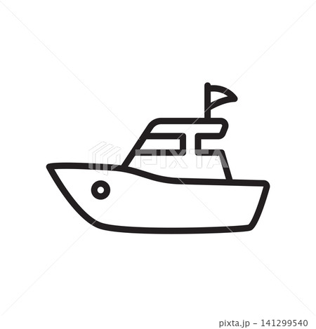 Minimalist outline boat vector icon with flag on white background 141299540