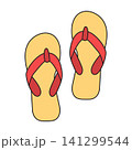Colorful summer flip flops flat vector isolated on white 141299544