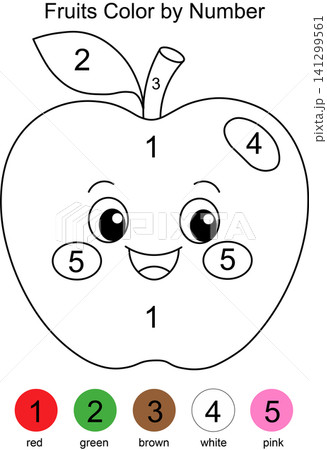 Educational color by number apple coloring page worksheet template for kids Educational color by number apple coloring page worksheet template for kids 141299561
