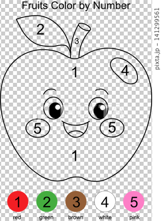 Educational color by number apple coloring page worksheet template for kids Educational color by number apple coloring page worksheet template for kids 141299561