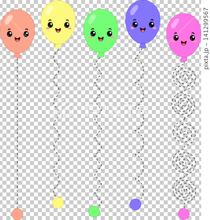 Colorful baby balloons tracking lines worksheet template for kids handwriting practice Colorful baby balloons tracking lines worksheet template for kids handwriting practice 141299567