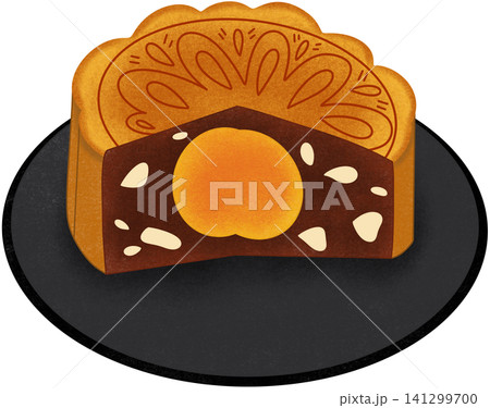 mooncake on black plate mooncake on black plate 141299700