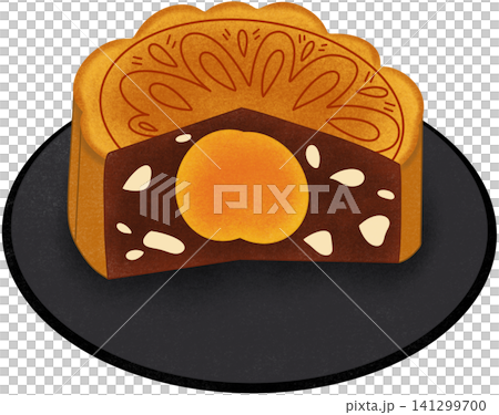 mooncake on black plate mooncake on black plate 141299700