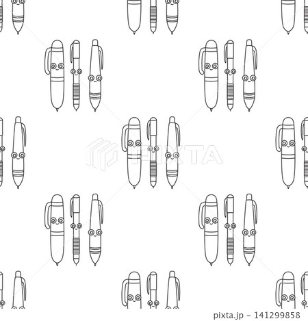seamless pattern with contour cartoon pens with cute faces seamless pattern with contour cartoon pens with cute faces 141299858