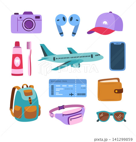trip by plane concept, cartoon flat style trip by plane concept, cartoon flat style 141299859