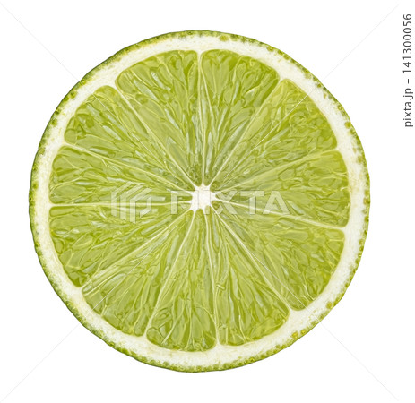 Fresh lime slice isolated on white background with clipping path 141300056
