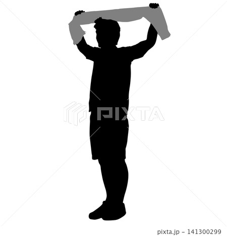 Black silhouette of a man holding a blank banner above his head isolated on a white background, male person displaying an empty sign for advertising or message Black silhouette of a man holding a blank banner above his head isolated on a white background, male person displaying an empty sign for advertising or message 141300299