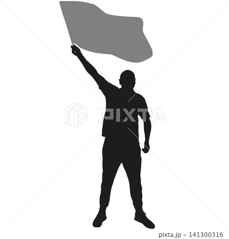 Black silhouette of a man holding a blank banner above his head isolated on a white background, male person displaying an empty sign for advertising or message Black silhouette of a man holding a blank banner above his head isolated on a white background, male person displaying an empty sign for advertising or message 141300316