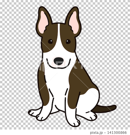 一幅簡潔可愛的插圖,描繪了一隻深棕色的牛頭梗犬,它面朝前方坐著,輪廓清晰。 一幅簡潔可愛的插圖,描繪了一隻深棕色的牛頭梗犬,它面朝前方坐著,輪廓清晰。 141300866