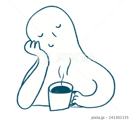 コーヒーでほっとひと休みする人物｜コーヒー、休憩、リラックス 141301155