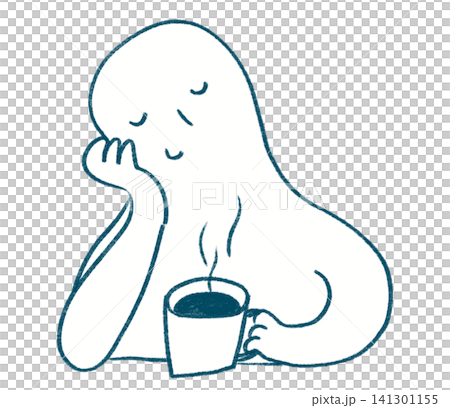 コーヒーでほっとひと休みする人物｜コーヒー、休憩、リラックス 141301155