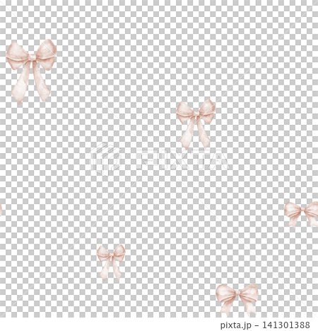 Bow seamless minimal pattern with small decorative ribbons in pastel pink colors. Watercolor illustration with tiny elements for textile, wallpaper and stationery. Delicate backdrop for fabric. Bow seamless minimal pattern with small decorative ribbons in pastel pink colors. Watercolor illustration with tiny elements for textile, wallpaper and stationery. Delicate backdrop for fabric. 141301388