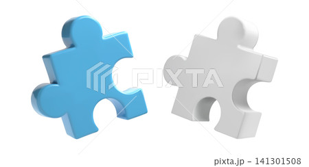 3D blue and white puzzle, plastic piece vector icon. Isometric jigsaw project, community partnership in technology framework. Connect and think to build solution. Team skill successfully solve problem 3D blue and white puzzle, plastic piece vector icon. Isometric jigsaw project, community partnership in technology framework. Connect and think to build solution. Team skill successfully solve problem 141301508