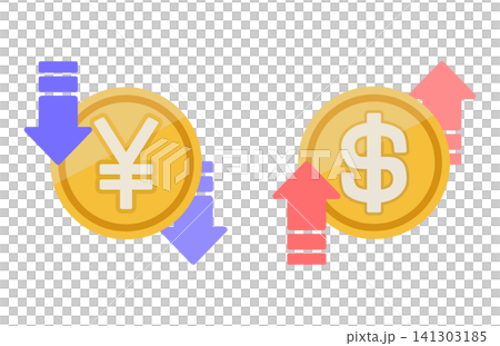 Illustration material showing the weak yen and strong dollar Illustration material showing the weak yen and strong dollar 141303185