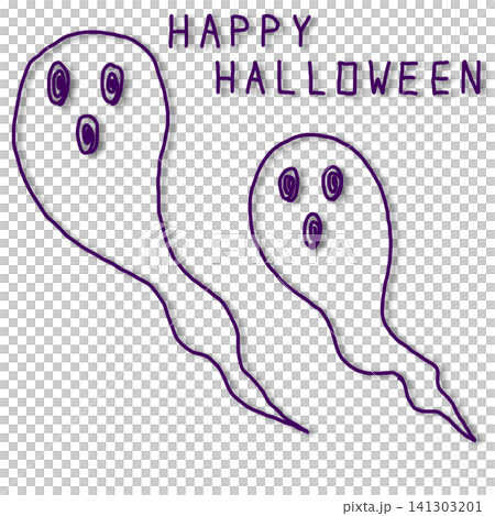Happy Halloweenとハロウィンのお化けのイラスト Happy Halloweenとハロウィンのお化けのイラスト 141303201
