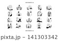 Abstract Botanical Decorative Hand Drawn Icon Collection Set 141303342