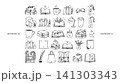 Hand Drawn Grocery Shopping Essentials Icon Collection Set 141303343