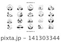 Hand Drawn Nature Landscape Travel Badge Icon Set 141303344