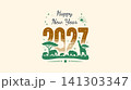 Happy New Year 2027 Retro Forest Typography Design 141303347