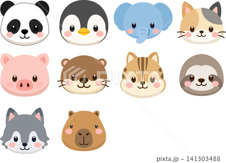 かわいい動物の顔イラスト2 141303488