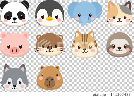 かわいい動物の顔イラスト2 141303488
