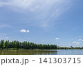 夏空が広がる水辺公園の風景 141303715