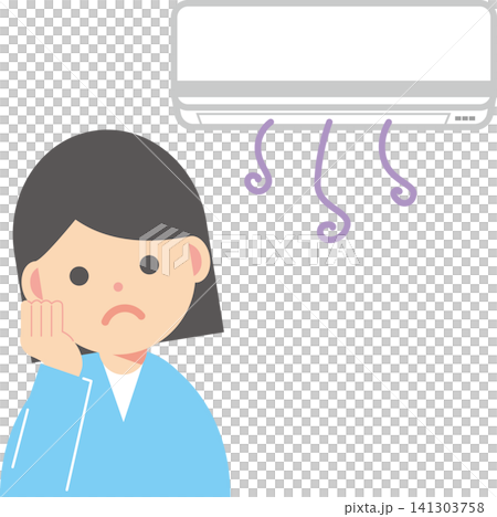 一位女士的空調故障了。 一位女士的空調故障了。 141303758