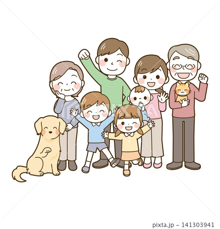 元気な二世代家族7人+犬・猫 元気な二世代家族7人+犬・猫 141303941