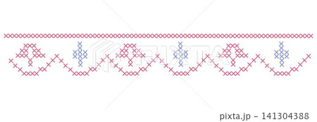 Folk cross stitch ribbon tapestry borders and geometric sampler frames. Whimsical pixelated embroidery needlework design for cottagecore wedding invitations, vintage nursery wall art, handmade decor Folk cross stitch ribbon tapestry borders and geometric sampler frames. Whimsical pixelated embroidery needlework design for cottagecore wedding invitations, vintage nursery wall art, handmade decor 141304388