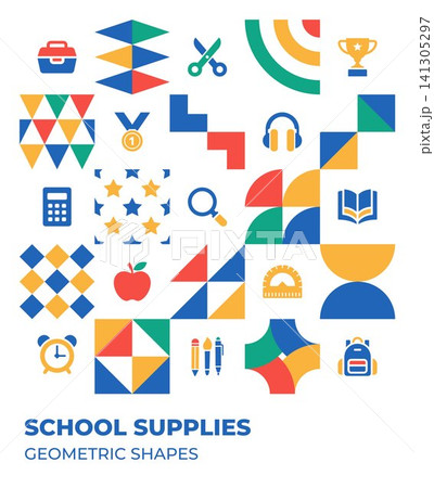 school supplies white background geometric 141305297
