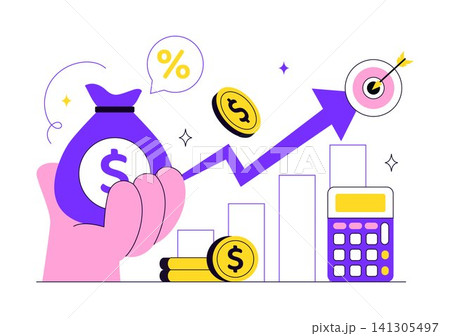 Revenue Vector Illustration Featuring Business Growth, Financial Analytics, Profit Increase, Income Performance, Management, and Economic Success 141305497