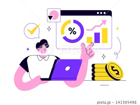 Revenue Vector Illustration Featuring Business Growth, Financial Analytics, Profit Increase, Income Performance, Management, and Economic Success 141305498
