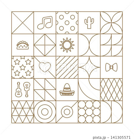 Mexican Independence Day geometric background outline 141305571