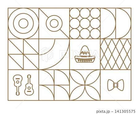 Mexico Independence geometric art outline Mexico Independence geometric art outline 141305575