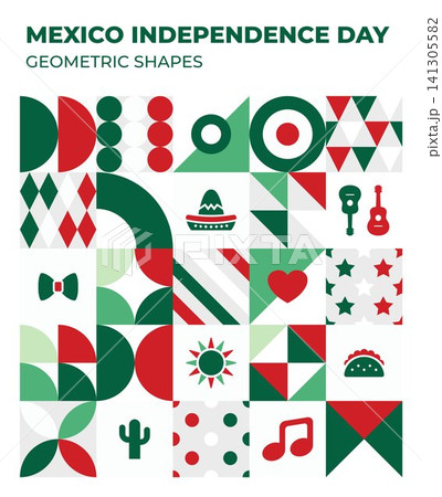 Happy Mexico independence day geometric shapes banner Happy Mexico independence day geometric shapes banner 141305582