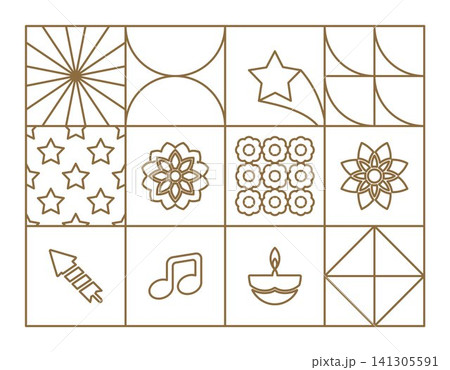 Diwali celebration geometric shapes outlines 141305591