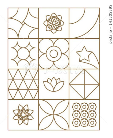 Diwali poster flat geometric shapes line art gold 141305595