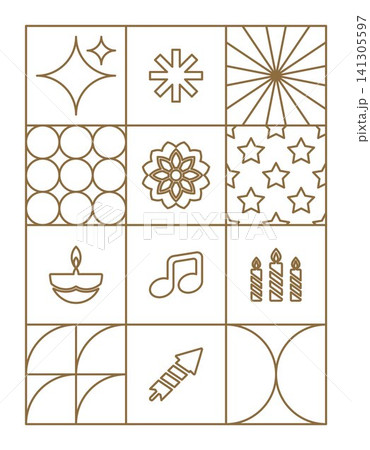 Diwali elements geometric shapes background line art 141305597