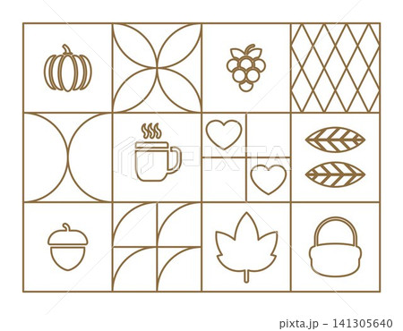 Autumn forest geometric background line art Autumn forest geometric background line art 141305640