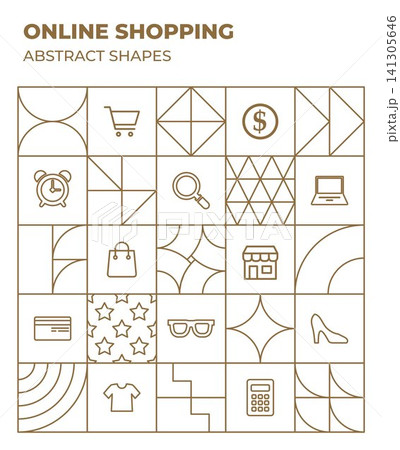Ecommerce vector geometric shapes background outlines Ecommerce vector geometric shapes background outlines 141305646